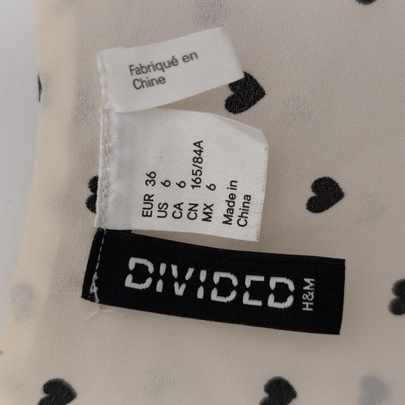 H&M IVORY LOOSE CAMISOLE WITH BLACK HEART SIZE 6 - Picture 4 of 4